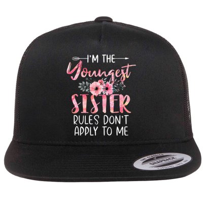 IM The Youngest Sister Rules DonT Apply To Me Floral Cute Flat Bill Trucker Hat