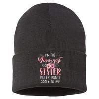 IM The Youngest Sister Rules DonT Apply To Me Floral Cute Sustainable Knit Beanie