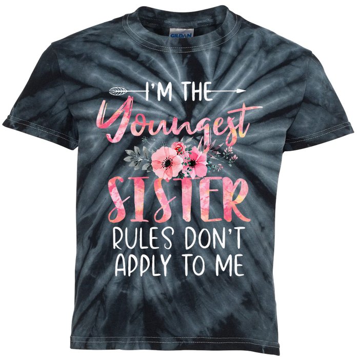 IM The Youngest Sister Rules DonT Apply To Me Floral Cute Kids Tie-Dye T-Shirt