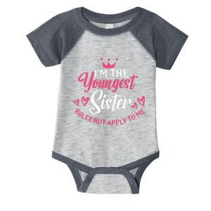 Im The Youngest Sister Rules Not Apply To Me Funny Matching Infant Baby Jersey Bodysuit