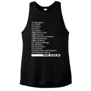 I Think You Should Leave 55 Burgers 55 Fries Funny Receipt Ladies PosiCharge Tri-Blend Wicking Tank