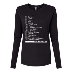 I Think You Should Leave 55 Burgers 55 Fries Funny Receipt Womens Cotton Relaxed Long Sleeve T-Shirt