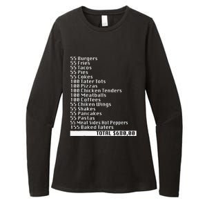 I Think You Should Leave 55 Burgers 55 Fries Funny Receipt Womens CVC Long Sleeve Shirt