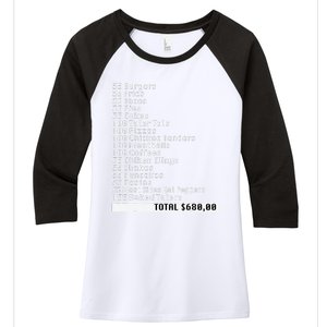 I Think You Should Leave 55 Burgers 55 Fries Funny Receipt Women's Tri-Blend 3/4-Sleeve Raglan Shirt