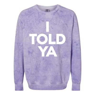 I Told Ya Slogan Mothers Day Gift Colorblast Crewneck Sweatshirt