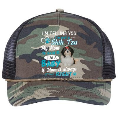 I'm Telling You I'm Not A Shih Tzu My Mom Said I'm A Gift Retro Rope Trucker Hat Cap