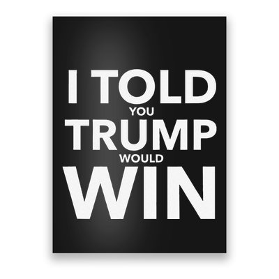 I Told You Trump Would Win Election Day Gift Poster
