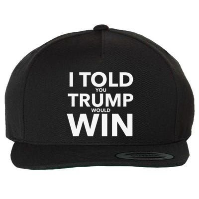 I Told You Trump Would Win Election Day Gift Wool Snapback Cap