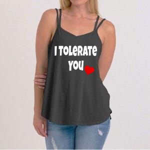 I Tolerate You Funny Couple Funny Gift Valentines Day Matching Gift Women's Strappy Tank