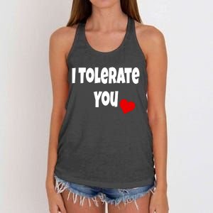 I Tolerate You Funny Couple Funny Gift Valentines Day Matching Gift Women's Knotted Racerback Tank