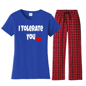 I Tolerate You Funny Couple Funny Gift Valentines Day Matching Gift Women's Flannel Pajama Set