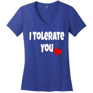 I Tolerate You Funny Couple Funny Gift Valentines Day Matching Gift Women's V-Neck T-Shirt