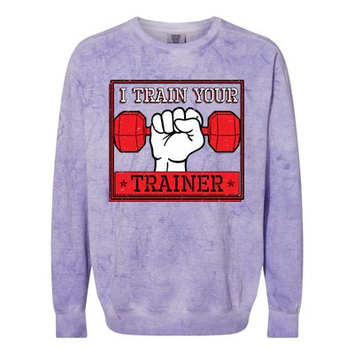 I Train Your Trainer Fitness Dumbbell Exercise Gym Gift Idea Gift Colorblast Crewneck Sweatshirt