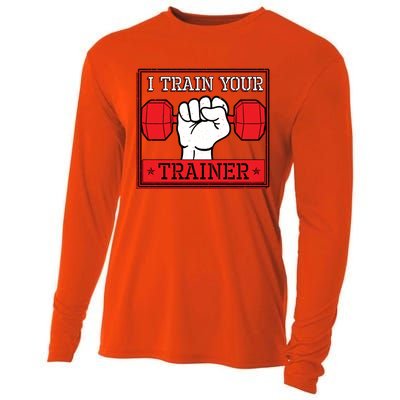 I Train Your Trainer Fitness Dumbbell Exercise Gym Gift Idea Gift Cooling Performance Long Sleeve Crew