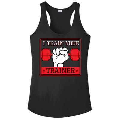 I Train Your Trainer Fitness Dumbbell Exercise Gym Gift Idea Gift Ladies PosiCharge Competitor Racerback Tank