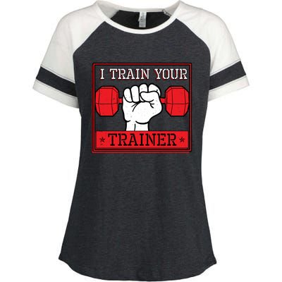 I Train Your Trainer Fitness Dumbbell Exercise Gym Gift Idea Gift Enza Ladies Jersey Colorblock Tee