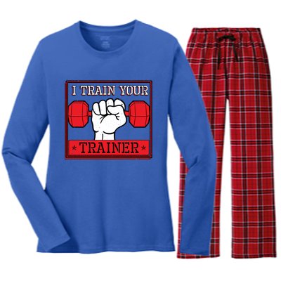 I Train Your Trainer Fitness Dumbbell Exercise Gym Gift Idea Gift Women's Long Sleeve Flannel Pajama Set 