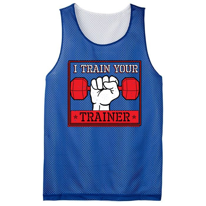 I Train Your Trainer Fitness Dumbbell Exercise Gym Gift Idea Gift Mesh Reversible Basketball Jersey Tank