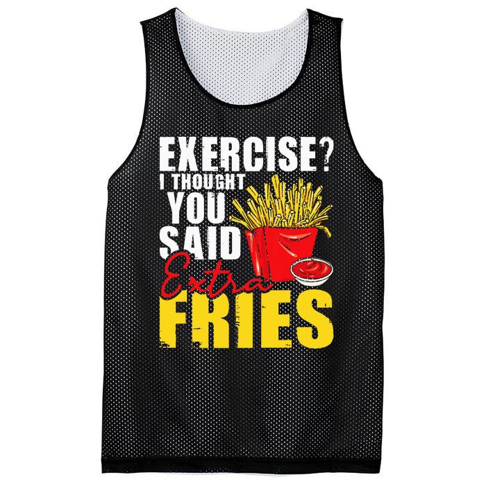 I Thought You Said Extra Fries Fast Food Lover French Fry Mesh Reversible Basketball Jersey Tank