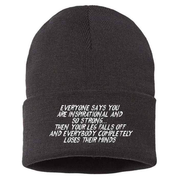 Inspirational Then Your Leg Falls Off Amputee Sustainable Knit Beanie