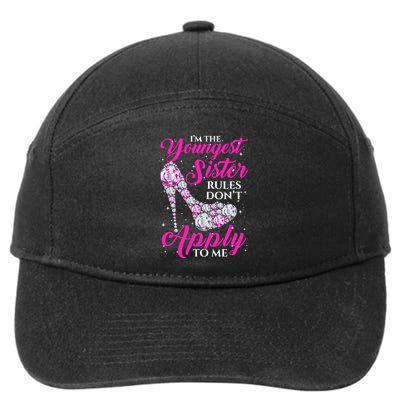I'm The Youngest Rules Dont Apply To Me Youngest Sister Gift 7-Panel Snapback Hat