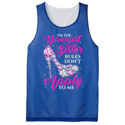 I'm The Youngest Rules Dont Apply To Me Youngest Sister Gift Mesh Reversible Basketball Jersey Tank