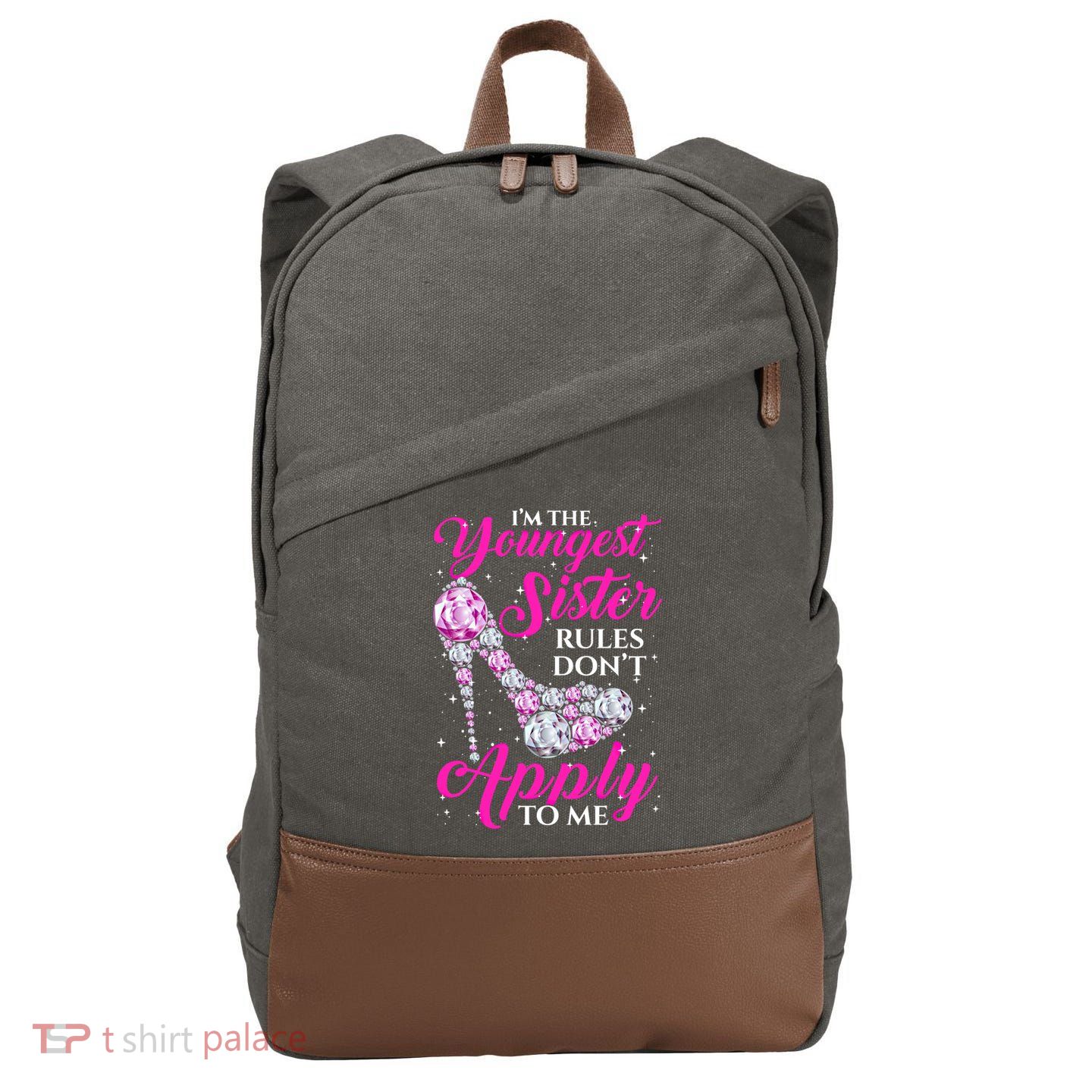 I'm The Youngest Rules Dont Apply To Me Youngest Sister Gift Cotton Canvas Backpack