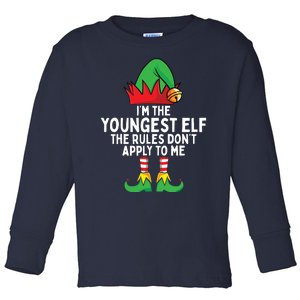 I'm The Youngest Elf Matching Family Christmas Toddler Long Sleeve Shirt