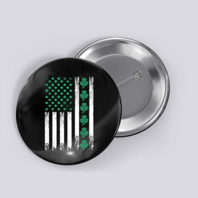 Irish Us American Flag Clovers St Patricks Shamrocks Button