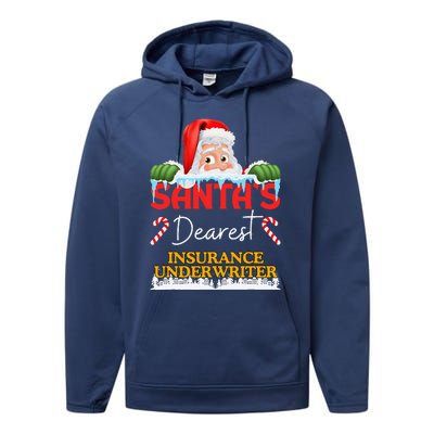 Insurance Underwriter Christmas Job Work Profession Performance Fleece Hoodie