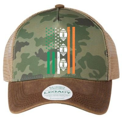 Irish Us Flag American Footballs St Patricks Day Patriotic Cute Gift Legacy Tie Dye Trucker Hat
