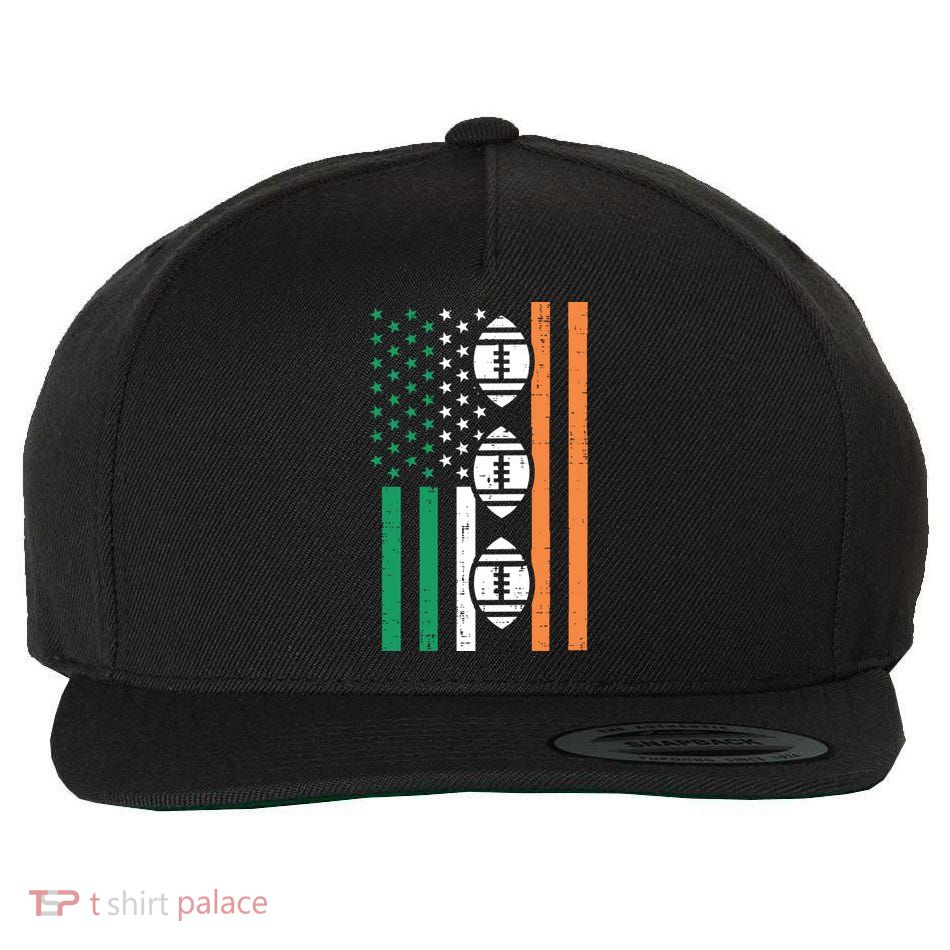 Irish Us Flag American Footballs St Patricks Day Patriotic Cute Gift Wool Snapback Cap