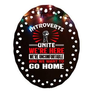 Introverts Unite Funny Anti Social Ceramic Oval Ornament