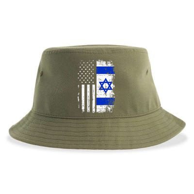 Israel Usa Flag Sustainable Bucket Hat