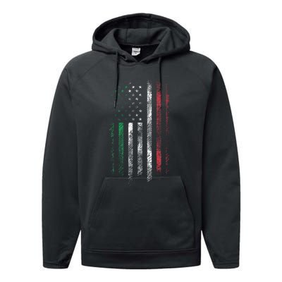 Italy USA Flag 4th Of July Patriotic American Italian Flag Performance Fleece Hoodie