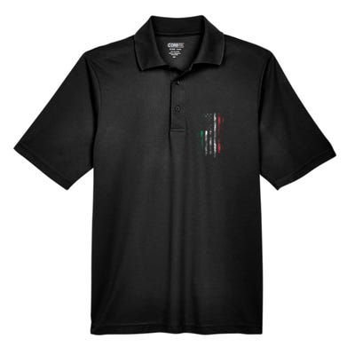 Italy USA Flag 4th Of July Patriotic American Italian Flag Men's Origin Performance Pique Polo