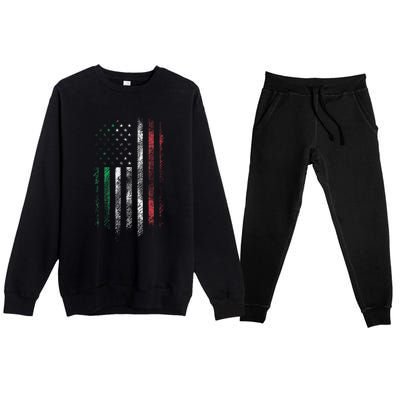 Italy USA Flag 4th Of July Patriotic American Italian Flag Premium Crewneck Sweatsuit Set