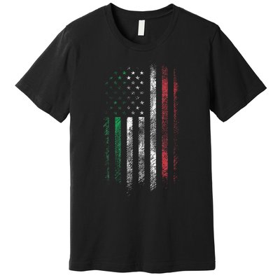 Italy USA Flag 4th Of July Patriotic American Italian Flag Premium T-Shirt