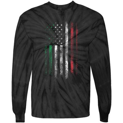 Italy USA Flag 4th Of July Patriotic American Italian Flag Tie-Dye Long Sleeve Shirt