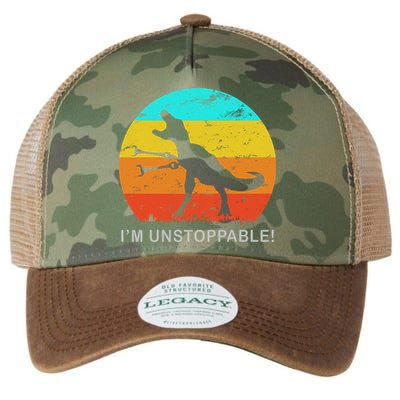 I'm Unstoppable Funny Vintage Retro TRex Legacy Tie Dye Trucker Hat