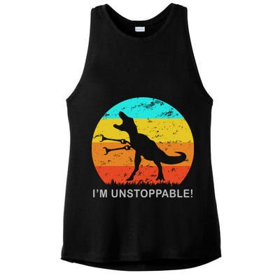 I'm Unstoppable Funny Vintage Retro TRex Ladies PosiCharge Tri-Blend Wicking Tank
