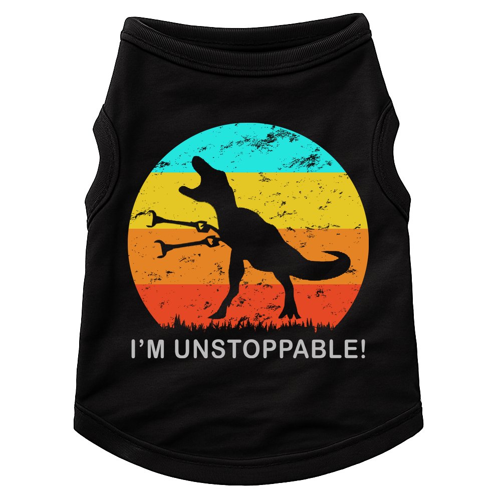 I'm Unstoppable Funny Vintage Retro TRex Doggie Tank