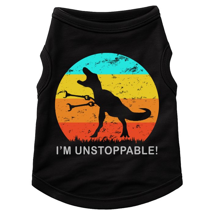 I'm Unstoppable Funny Vintage Retro TRex Doggie Tank