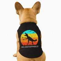I'm Unstoppable Funny Vintage Retro TRex Doggie Tank