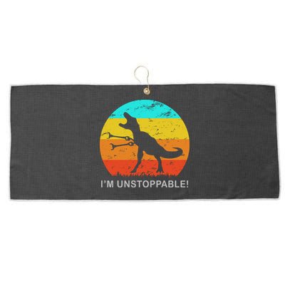 I'm Unstoppable Funny Vintage Retro TRex Large Microfiber Waffle Golf Towel