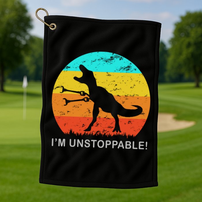 I'm Unstoppable Funny Vintage Retro TRex Golf Towel