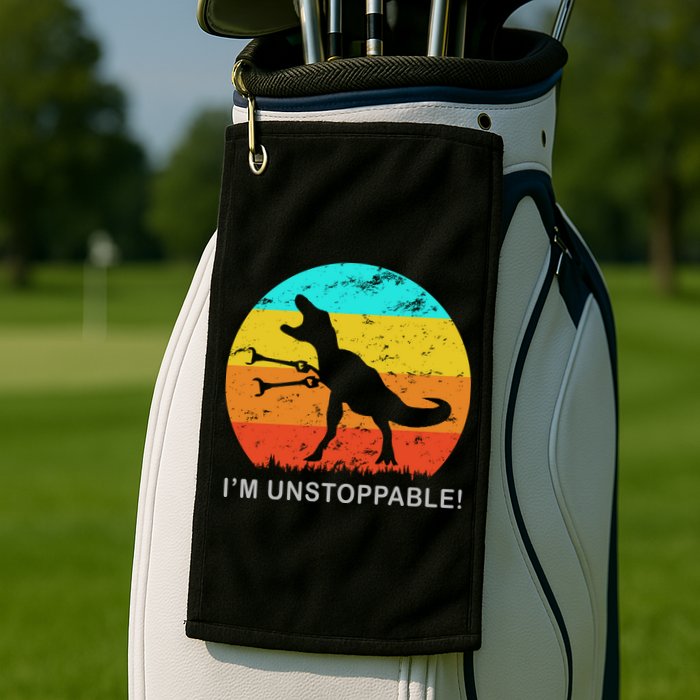 I'm Unstoppable Funny Vintage Retro TRex Golf Towel