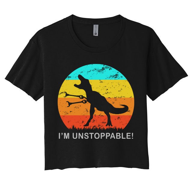 I'm Unstoppable Funny Vintage Retro TRex Crop Top