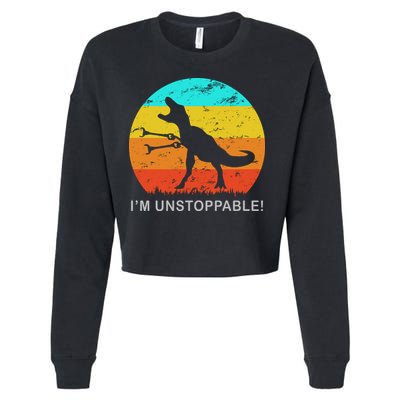 I'm Unstoppable Funny Vintage Retro TRex Cropped Pullover Crew