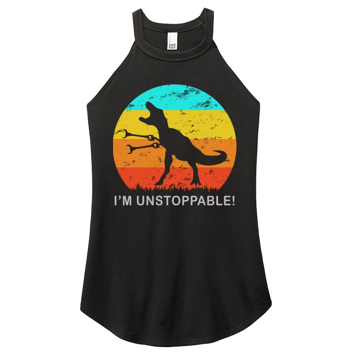 I'm Unstoppable Funny Vintage Retro TRex Women's Perfect Tri Rocker Tank